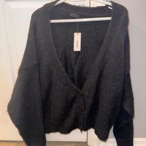 Nasty Gal Charcoal Button-Up Cardigan